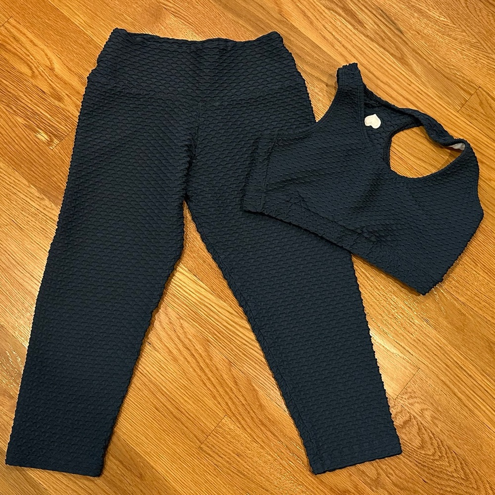Booty by Brabants Croco Skin Textured Teal/Blue-Green Leggings Set